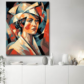 Painting by numbers - 40s-50s portrait in red and white